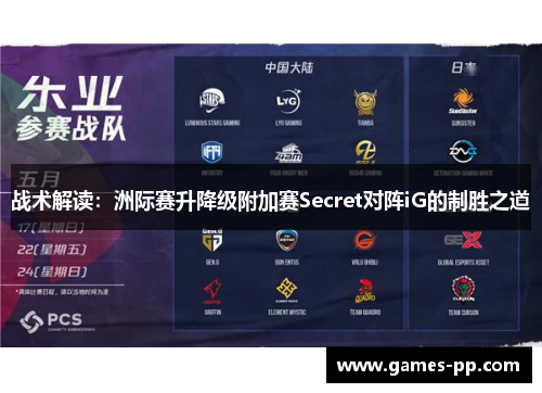 战术解读：洲际赛升降级附加赛Secret对阵iG的制胜之道